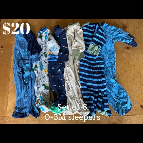 Baby boy zip up sleepers - Set of 6 - Picture 1 of 1
